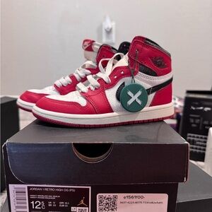 Jordan Kids Red, White, and Black Sneakers